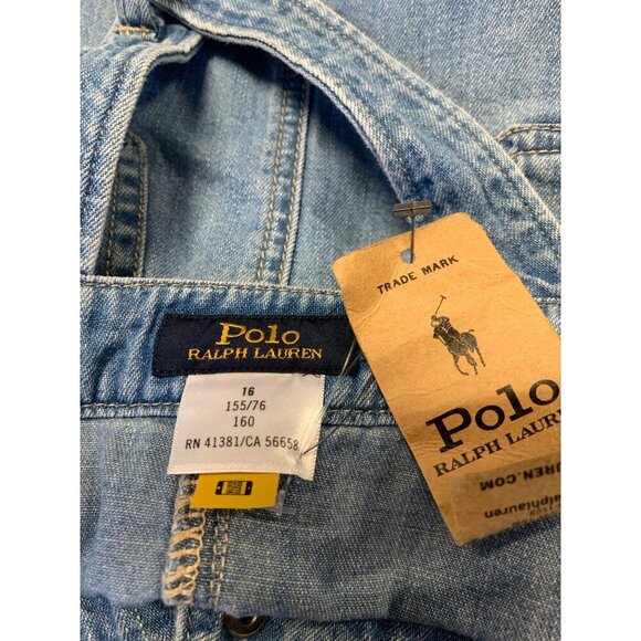 Polo Ralph Lauren Girls Size 16 Denim Jean Button-Front Jumper Dress NWT New - Picture 11 of 13